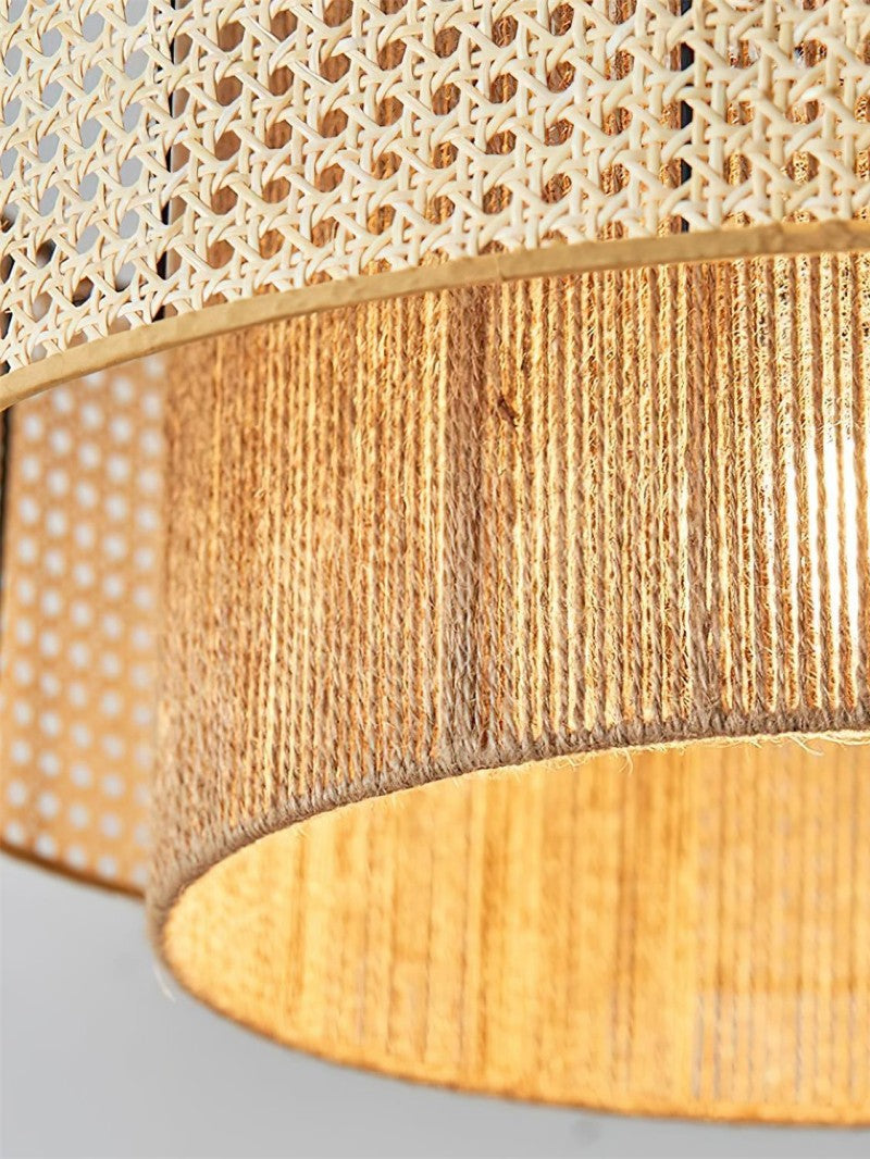 Japanese Wabi-Sabi Style Hemp Rope Rattan Zen Pendant Light