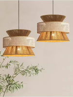 Load image into Gallery viewer, Japanese Wabi-Sabi Style Hemp Rope Rattan Zen Pendant Light
