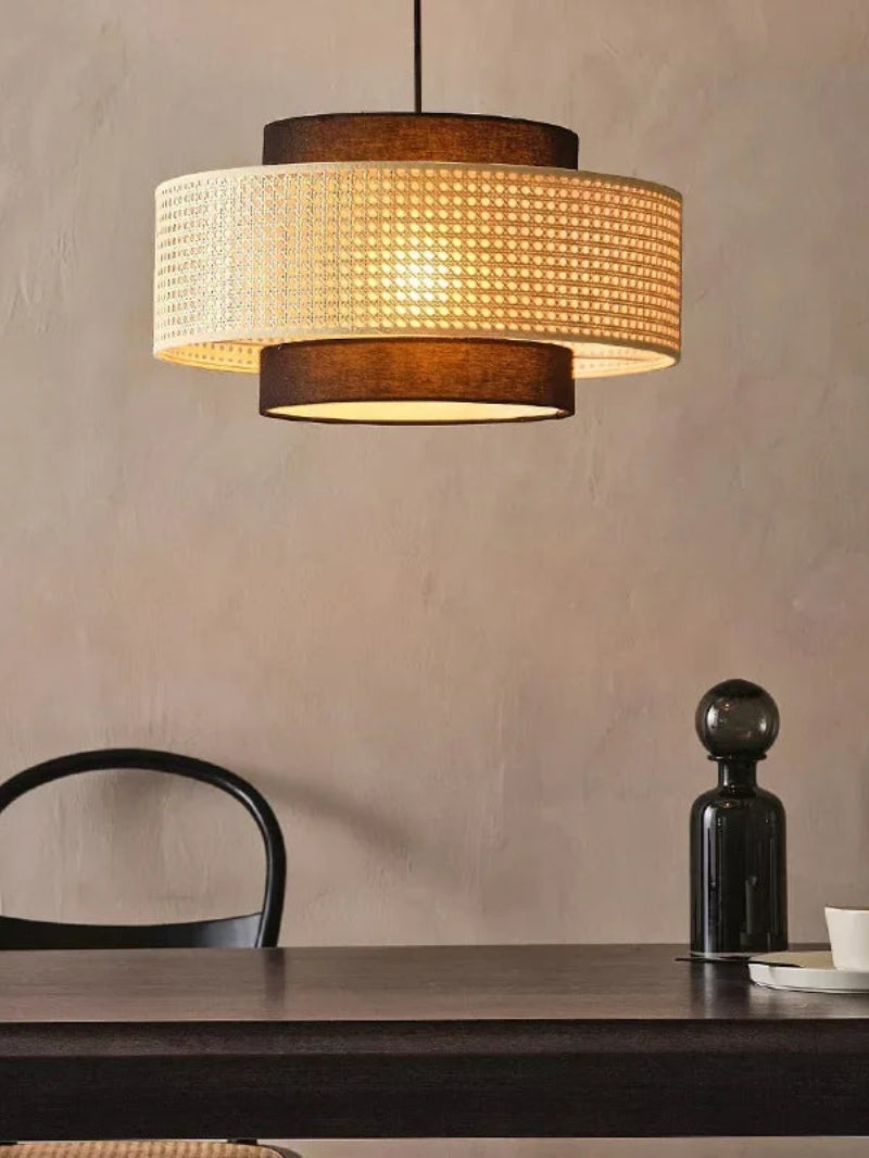 Japanese Wabi-Sabi Style Hemp Rope Rattan Zen Pendant Light