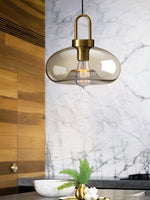 Load image into Gallery viewer, Modern Brass Cognac Glass Single Pendant Light
