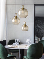 Load image into Gallery viewer, Modern Brass Cognac Glass Single Pendant Light
