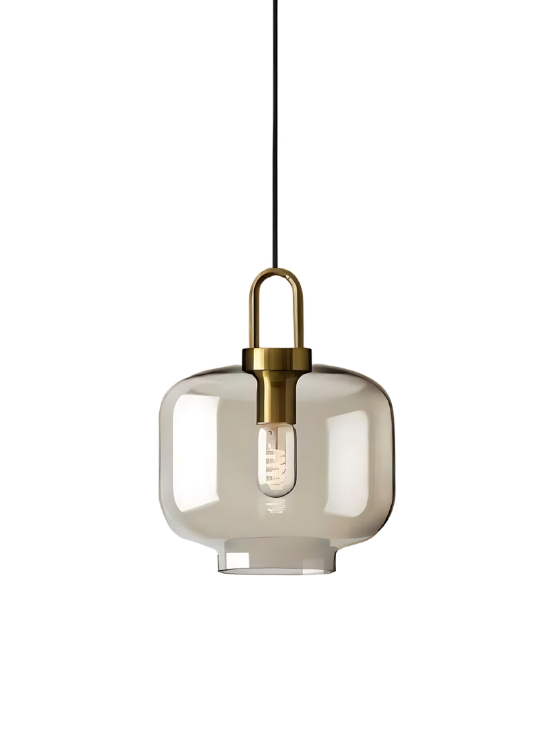 Modern Brass Cognac Glass Single Pendant Light