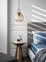 Load image into Gallery viewer, Modern Brass Cognac Glass Single Pendant Light
