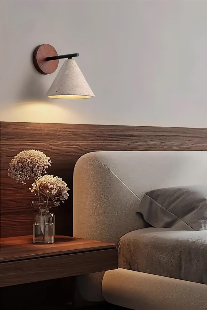 Modern Minimalist Tapered Travertine Wall Light