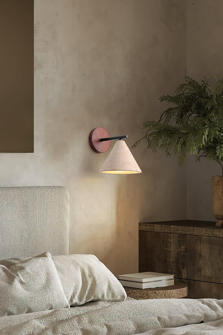 Modern Minimalist Tapered Travertine Wall Light