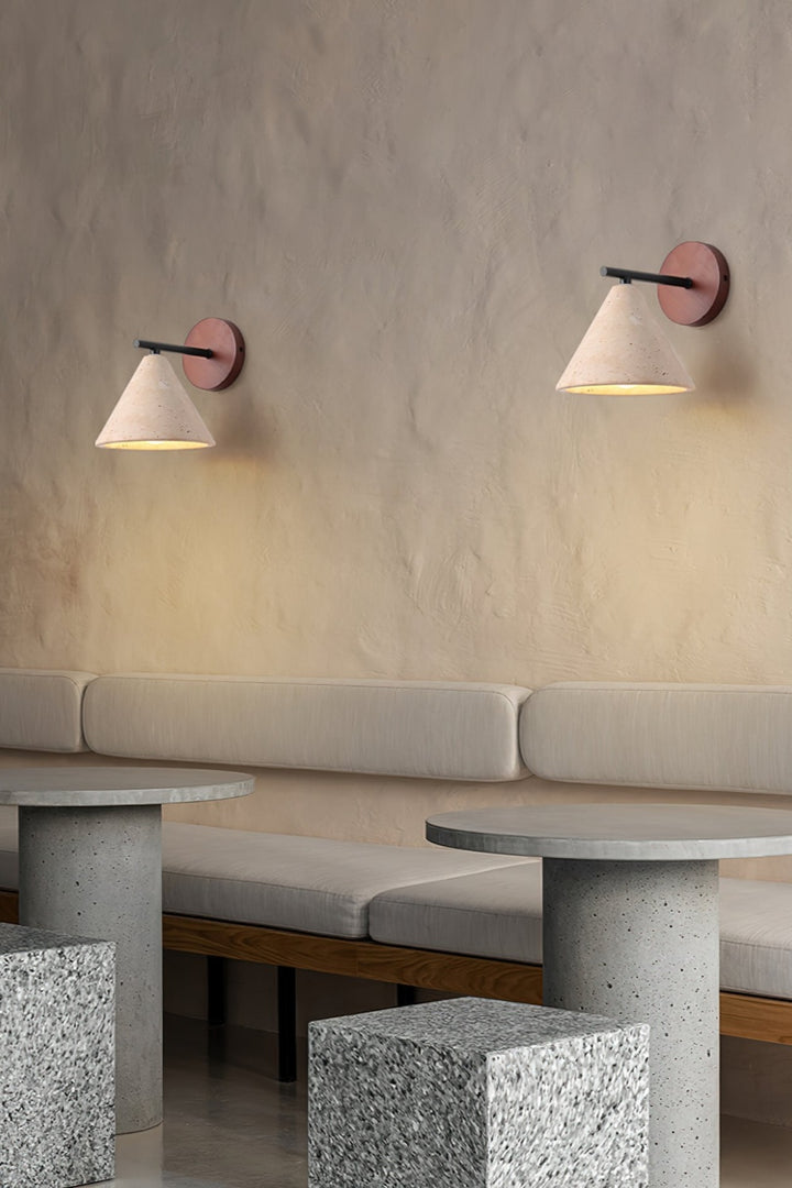 Modern Minimalist Tapered Travertine Wall Light