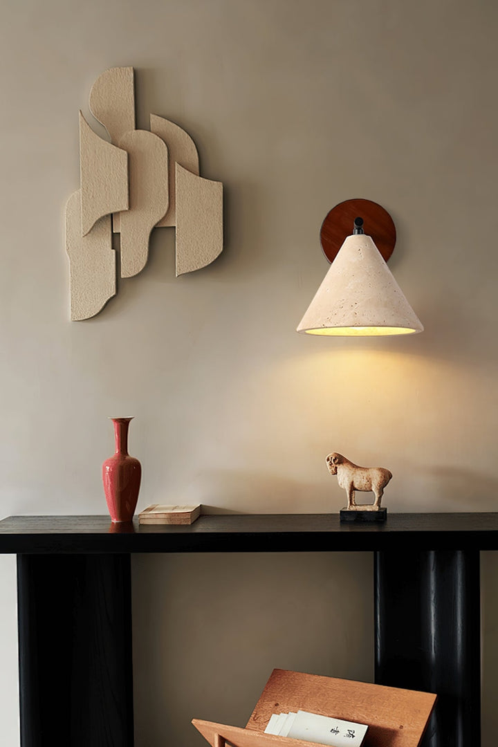 Modern Minimalist Tapered Travertine Wall Light