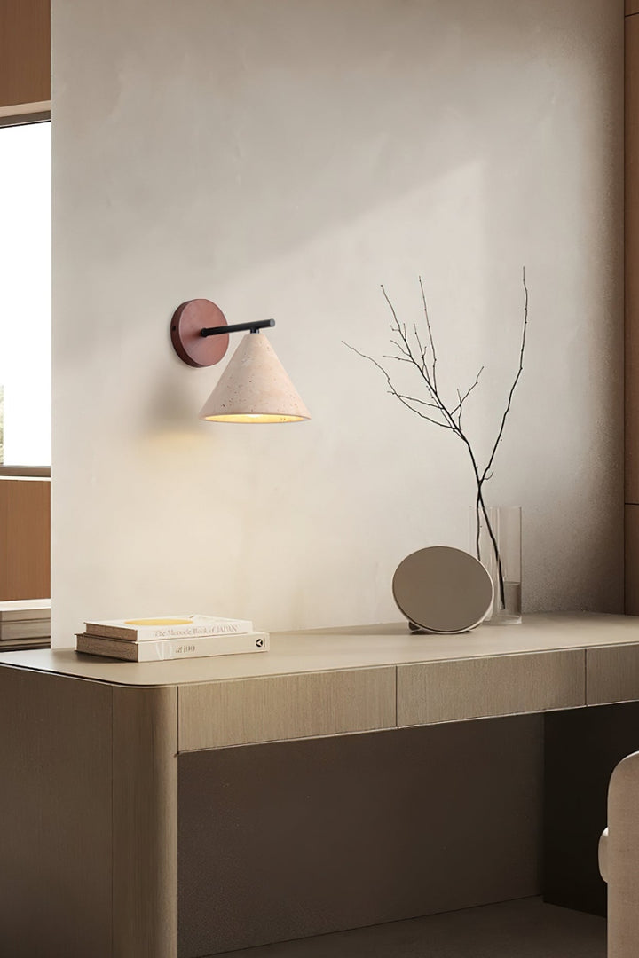 Modern Minimalist Tapered Travertine Wall Light