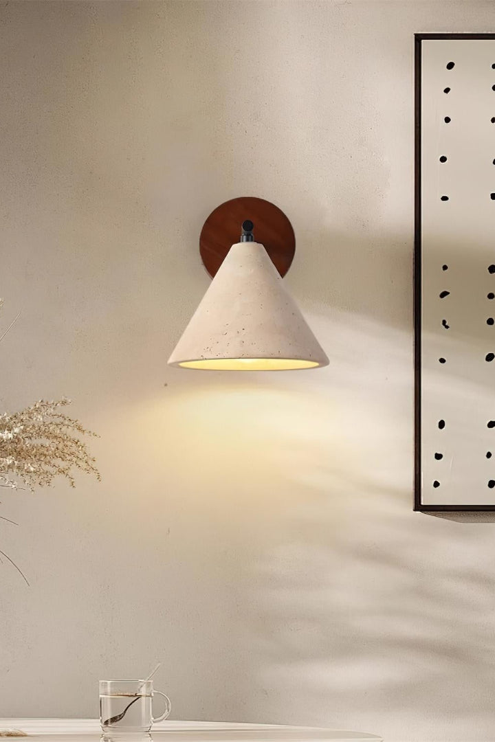 Modern Minimalist Tapered Travertine Wall Light