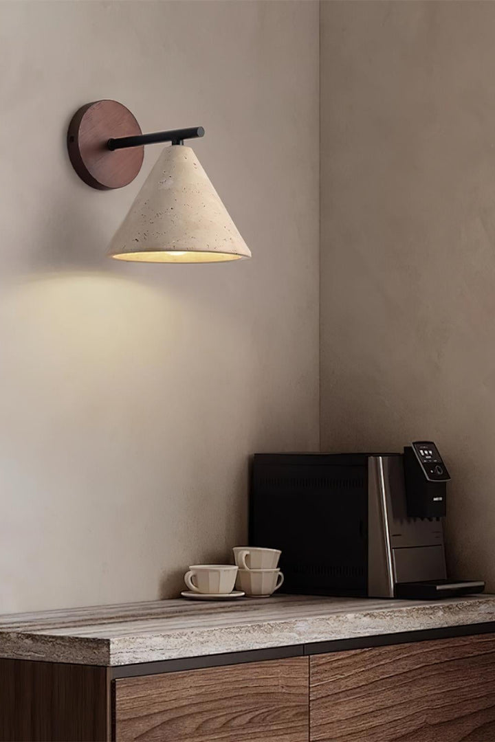 Modern Minimalist Tapered Travertine Wall Light