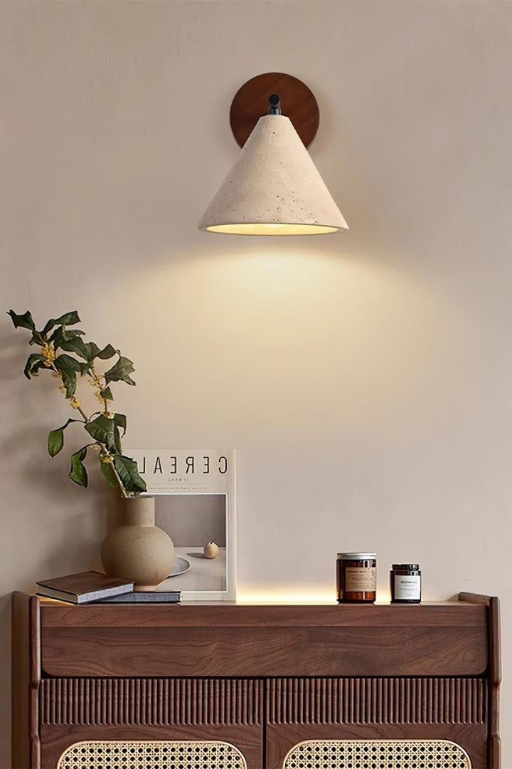 Modern Minimalist Tapered Travertine Wall Light