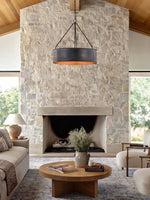 Load image into Gallery viewer, Quillan Industrial Large Black Drum Pendant Light For Dinning Room
