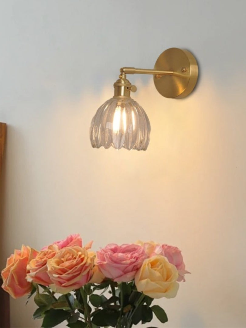 Retro Metal Flower Glass Tulip Wall Lamp