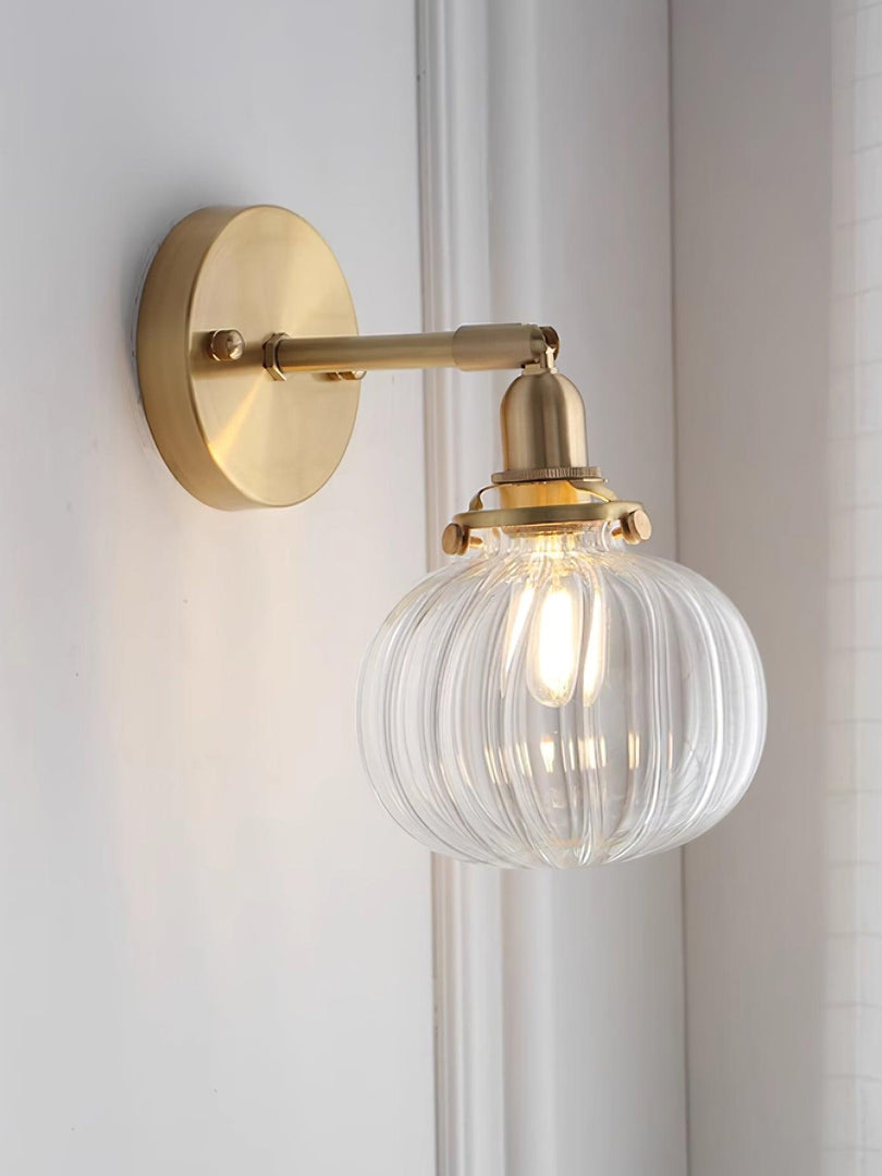 Vintage Brass Pumpkin Aisle Wall Light