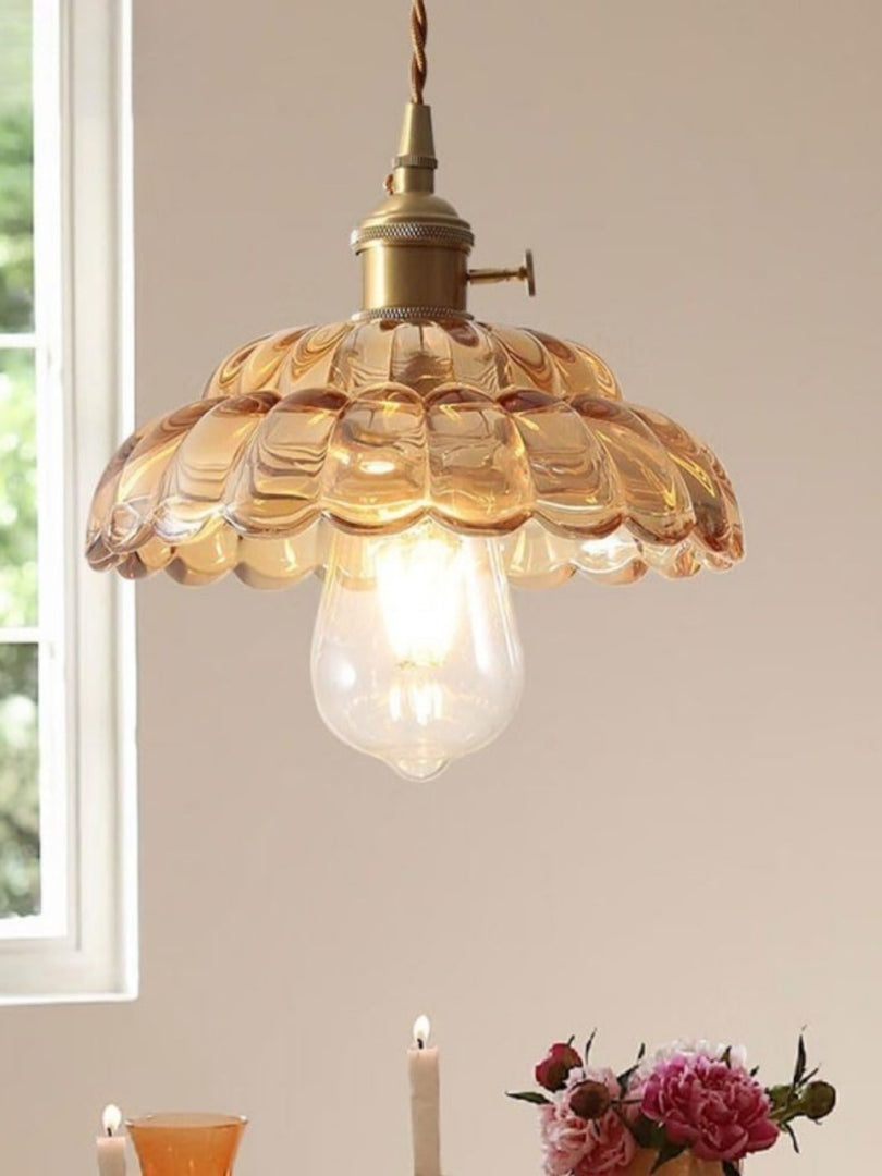 Vintage Clear Petal Glass Pendant Light For Bedroom