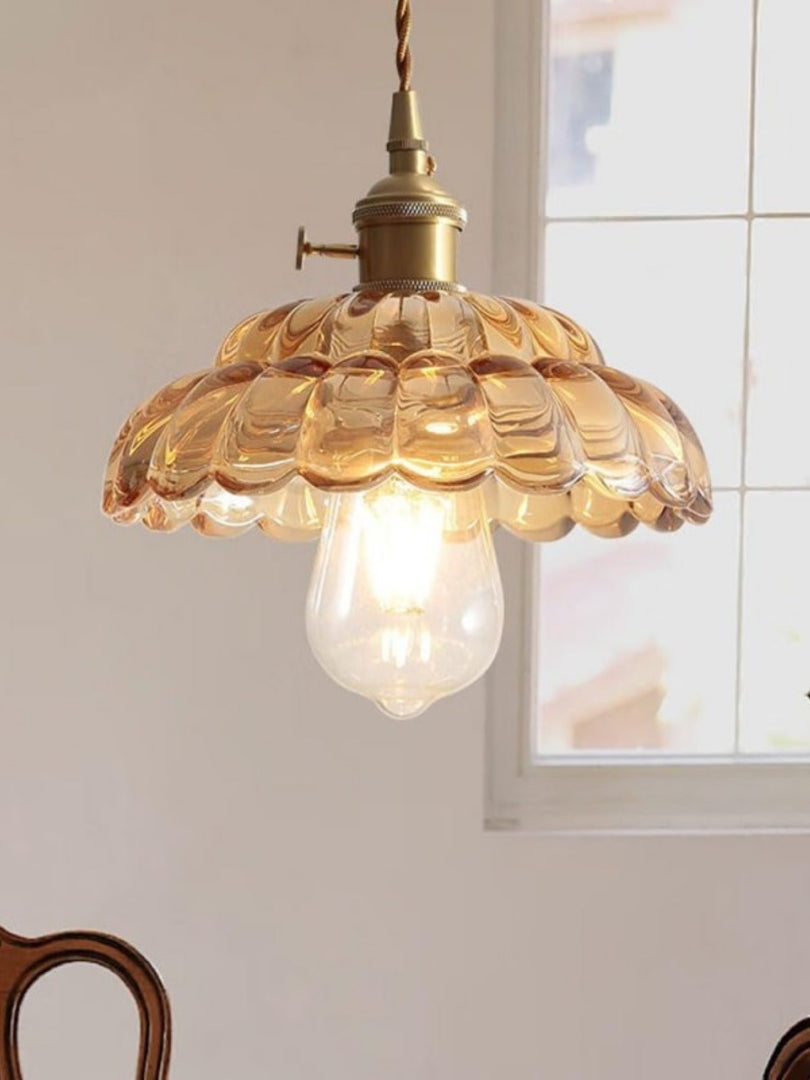 Vintage Clear Petal Glass Pendant Light For Bedroom