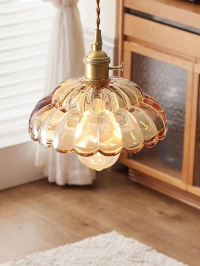 Vintage Clear Petal Glass Pendant Light For Bedroom