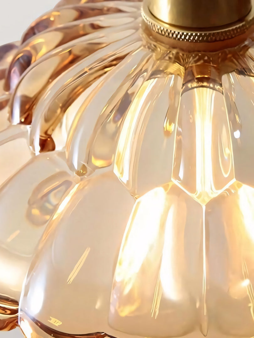 Vintage Clear Petal Glass Pendant Light For Bedroom