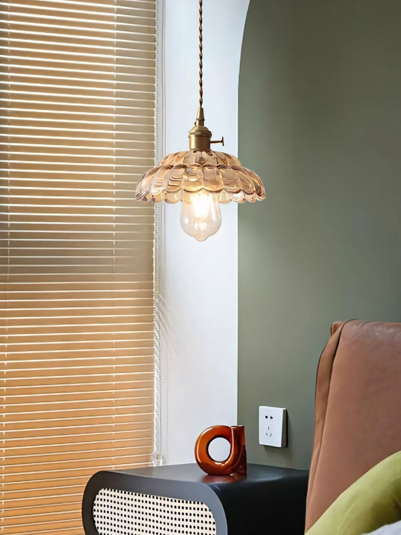 Vintage Clear Petal Glass Pendant Light For Bedroom