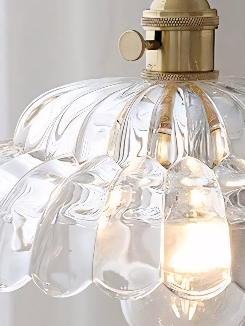 Vintage Clear Petal Glass Pendant Light For Bedroom