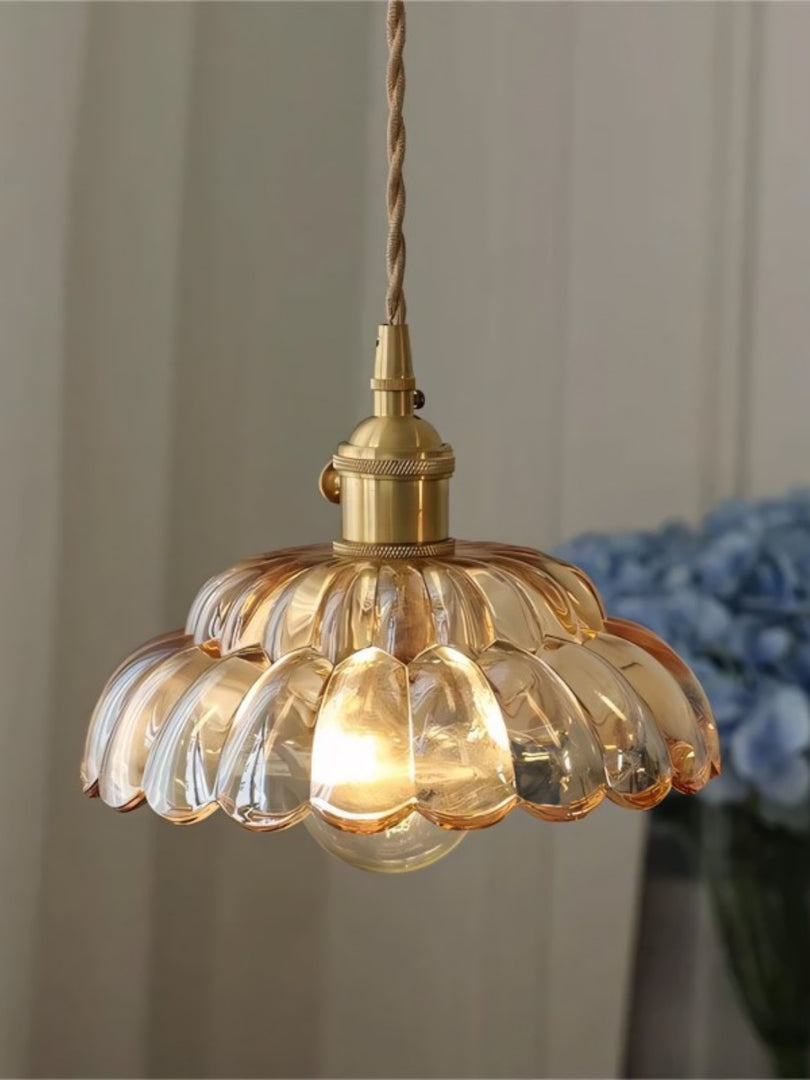 Vintage Clear Petal Glass Pendant Light For Bedroom