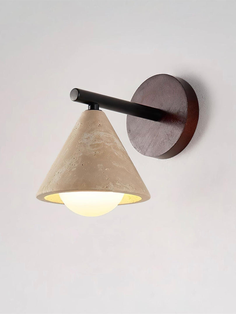 Wabi-Sabi Style Travertine Cone Shade Wall Light