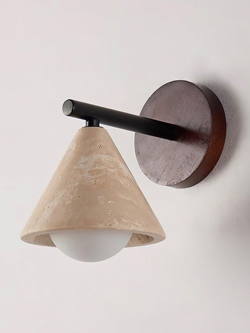 Wabi-Sabi Style Travertine Cone Shade Wall Light