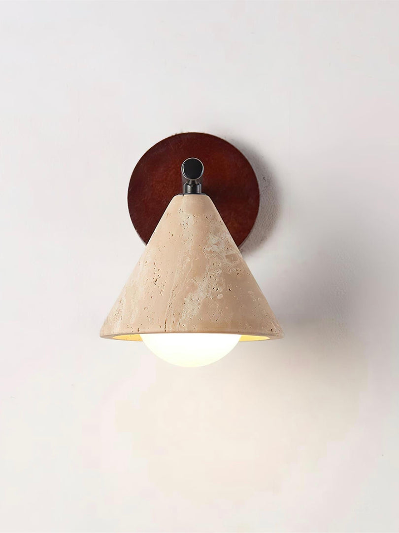 Wabi-Sabi Style Travertine Cone Shade Wall Light