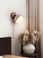 Load image into Gallery viewer, Wabi-Sabi Style Travertine Half-Sphere Wall Lamp
