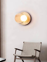 Load image into Gallery viewer, Wabi-Sabi Style Travertine Wood Round Wall Lamp
