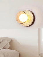 Load image into Gallery viewer, Wabi-Sabi Style Travertine Wood Round Wall Lamp
