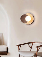 Load image into Gallery viewer, Wabi-Sabi Style Travertine Wood Round Wall Lamp
