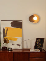 Load image into Gallery viewer, Wabi-Sabi Style Travertine Wood Round Wall Lamp
