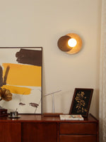 Load image into Gallery viewer, Wabi-Sabi Style Travertine Wood Round Wall Lamp
