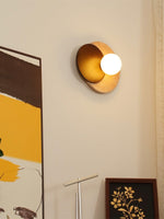 Load image into Gallery viewer, Wabi-Sabi Style Travertine Wood Round Wall Lamp
