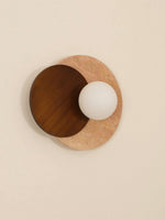 Load image into Gallery viewer, Wabi-Sabi Style Travertine Wood Round Wall Lamp
