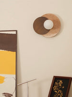 Load image into Gallery viewer, Wabi-Sabi Style Travertine Wood Round Wall Lamp
