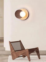 Load image into Gallery viewer, Wabi-Sabi Style Travertine Wood Round Wall Lamp
