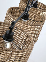 Load image into Gallery viewer, 3 Light Rustic Drum Hand Woven Rattan Pendant Light
