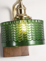 Load image into Gallery viewer, Vintage Ripple Glass Wooden Base Wall Sconce Bedside Lamp with Plug
