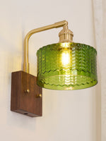 Load image into Gallery viewer, Vintage Ripple Glass Wooden Base Wall Sconce Bedside Lamp with Plug
